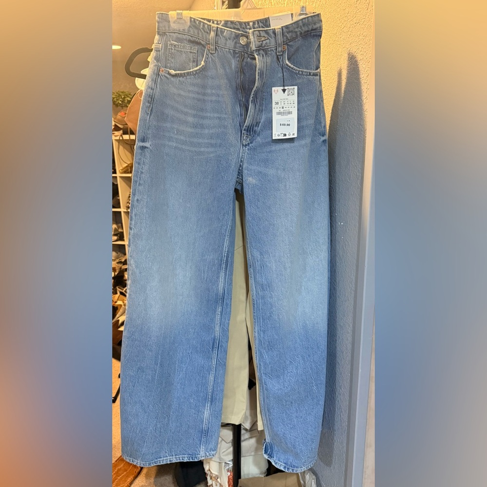 Zara Light Blue Wide Leg Jeans